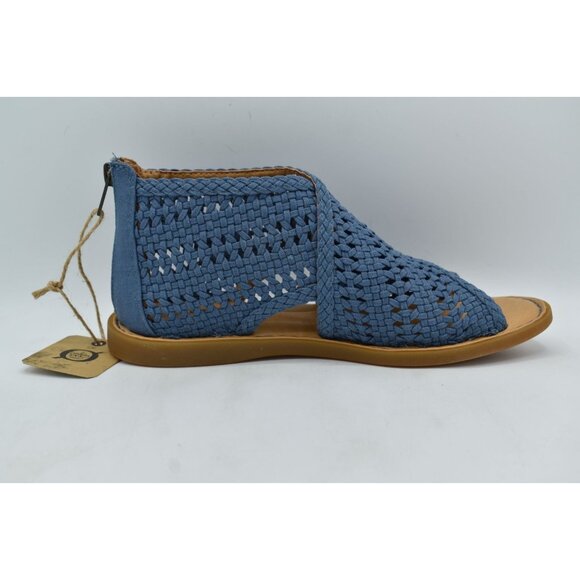Born Womens Size 7 Iwa Mac Blue Zip Open Toe Sandals Shoes - Picture 10 of 13